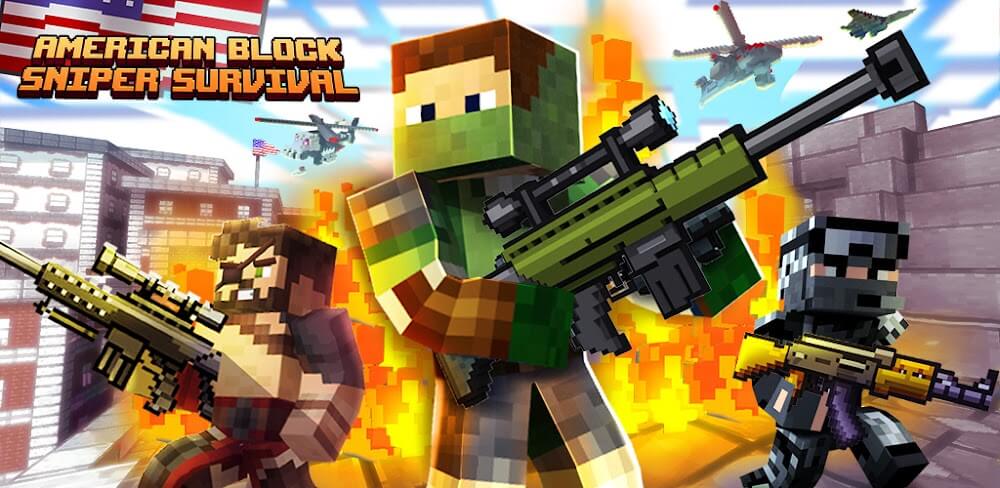 American Block Sniper Survival Mod APK (God Mode/Dumb Enemy)